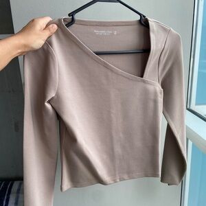 Taupe asymmetrical soft a&f basic long sleeve
